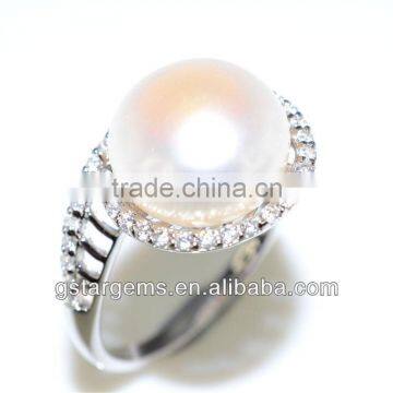 925 Silver Jewelry Fresh Water Rould Real Pearl CZ Pendant