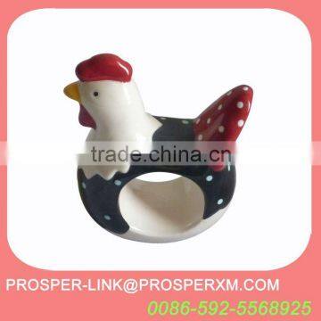 rooster cheap ceramic napkin ring