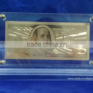 customized acrylic gold foil banknotes/commemorative coin/souvenir coin display holder souvenir gift