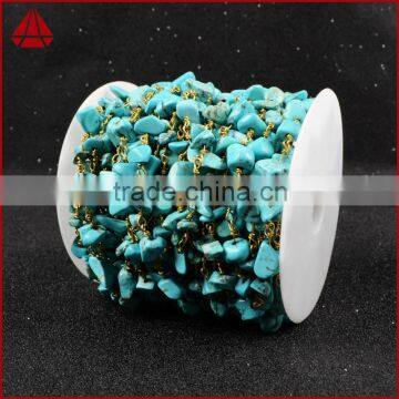 Blue Turquoise Rosary Beads Chain Wire Wrapped Handmade Chain Quality Choice photo-2