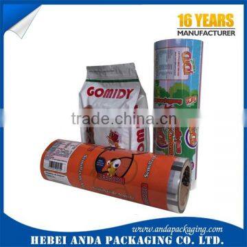 Custom food packaging aluminum foil laminated roll film/ Flat Bottom Pet Food Bag Zip lock Bag