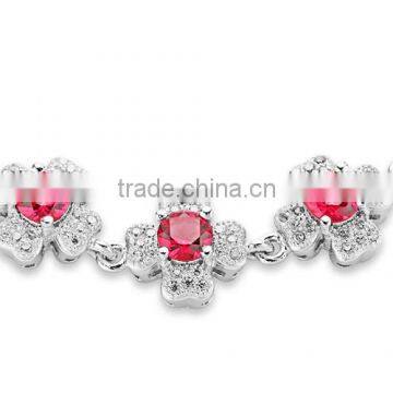 CYW Guangzhou Jewelry Factory Fashion High Quality Red Color Zircon Ss925 Silver Bracelets photo-2