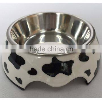 Milk cow print dog feeding bowl