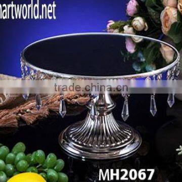 Wholesale wedding cake stand with hanging crystals;elegant table shape crystal cake stand for wedding decoration&party(MH-2067)