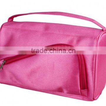 Wholesale pink satin sponge cosmetic bag