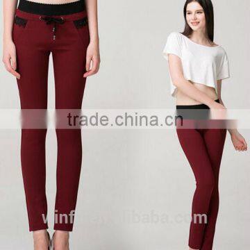 Fashion unique slim design breathable splicing lady jogger pants