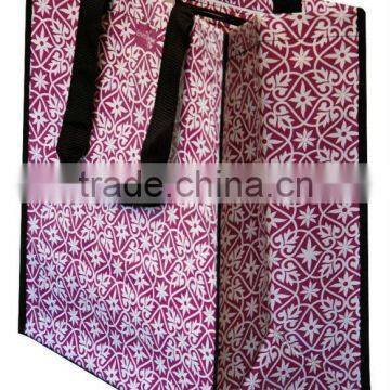 Pink PP woven shopping bags for exhibition advertisement