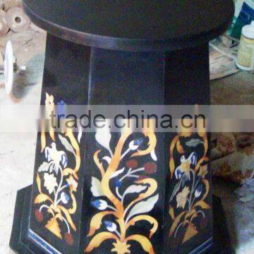 Black Marble Inlay Dining Table Base