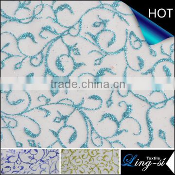 Polyester Tulle Metallic Printed Fabric for Decoration and Dress DSN 349