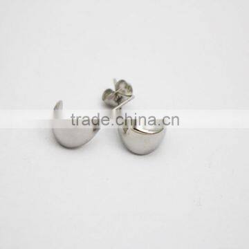 Factory Custom 316l Stainless Steel Moon Stud Earrings Silver