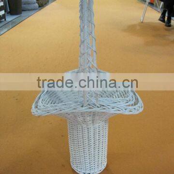 Beautiful Desigh a Set of 2 Pcs White Wicker Flower Baskets photo-2