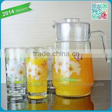 wholesale glass tea set with decal