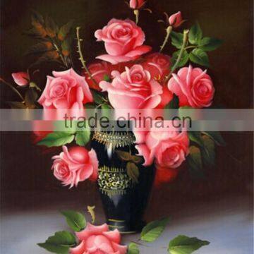 Romantic Design For Pink Rose Diy Diamond Painting Cross Stitch Flower Embroidery Resin Round Diamond Crafts Wall Sticker Red