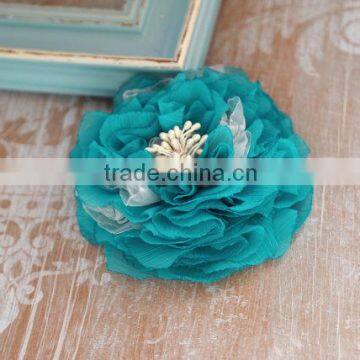 Turquoise Chiffon Flower For Hair,Wedding Hair Flower for Bride