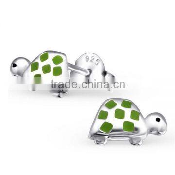 Sterling Silver 925 Tortoise Animal Stud Earrings