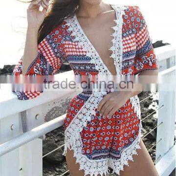 New Arrive Wholesale Customaize Free Size Sexy Lace Trim Beach Kaftan photo-5