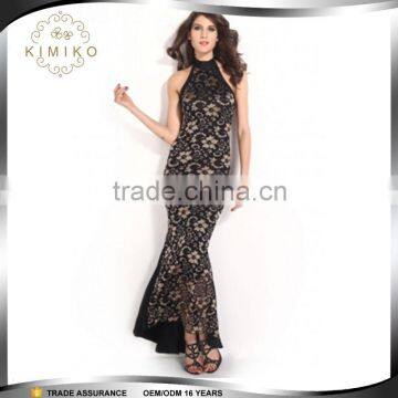 China Supply Mermaid Halter Neck Long Lace Evening Dresses