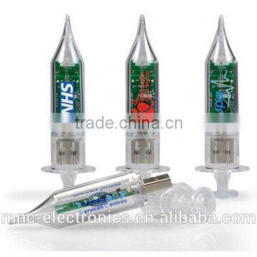 Medical equipment custom branded logo printing tranparent syringe shape 4GB, 8GB usb flash memory drive                        
                                                                                Supplier's Choice