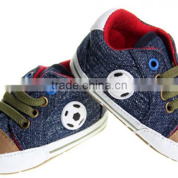 Manufacturers direct sales blue football pattern baby shoes soft bottom anti slip shoes baby shoes #mo115