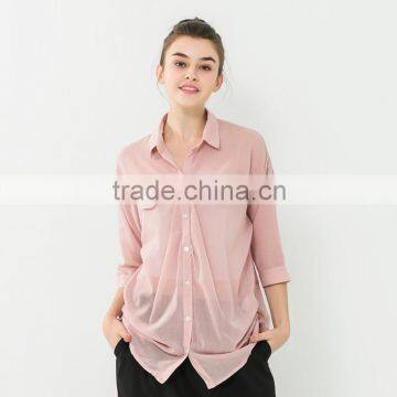 Womens Plus Size Ultra thin Summer chiffon top Blouse With Pockets OEM ODM Type Clothing Factory Manufacturer From Guangzhou