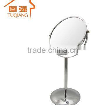 Metal framed round standing mirror