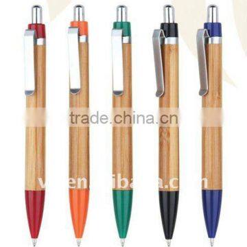 Metal clip bamboo pen