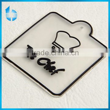 Transparent custom promotional pvc rubber clothing label