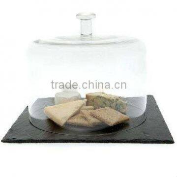 Wholesale black square cheese board with glass