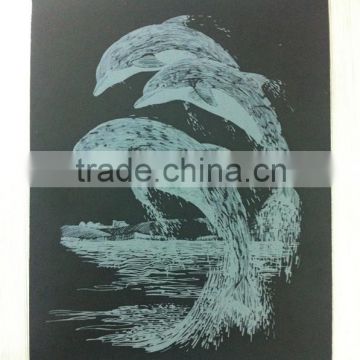 Dolphin inkjet Engraving card/Scratch art foil paper/foil card/Scratch foil paper engraving art quilling art paper