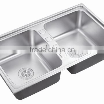 Durable stretching double bowl kitchen sink