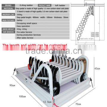 EN131 certificate Safety Price Aluminium Step Loft Ladder, 4.4m bamboo stair