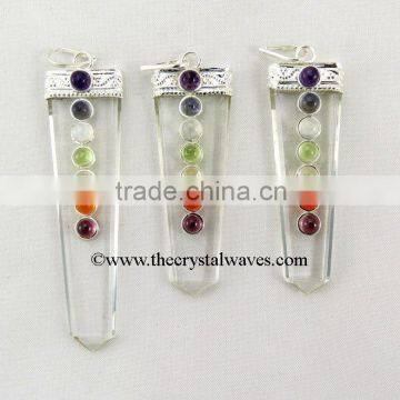 Crystal Quartz Flat Pencil Chakra Pendant