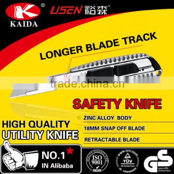 Zinc alloy utility knife with longer blade track two styles(zinc)