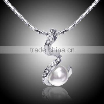 Women's Silver Plated Pendant Necklace Cubic Zirconia White Pearl