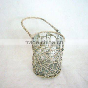 decorate willow flower pot with glass