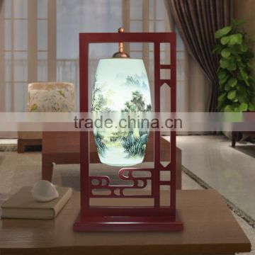 Chinese porcelain decal pastel egg shaped table lamp