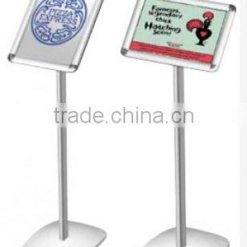 free floor stand aluminum sign post hotel use lobby display silver menu holder with square base