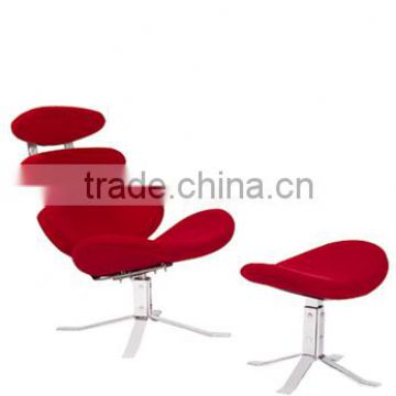 fashion red fabric chrome steel frame lounge chair