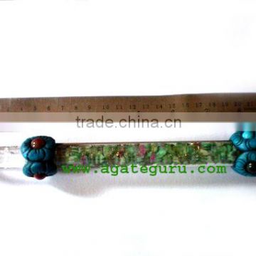 Tibetan Healing Stick With Crystal Quartz Ball And Crystal Obelisk : Tibetan Healing wands from Agate Guru Exports