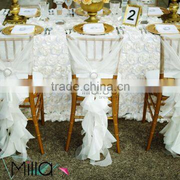 Top quality wholesale hot sale wedding chiffon chair sash wrap sash hood