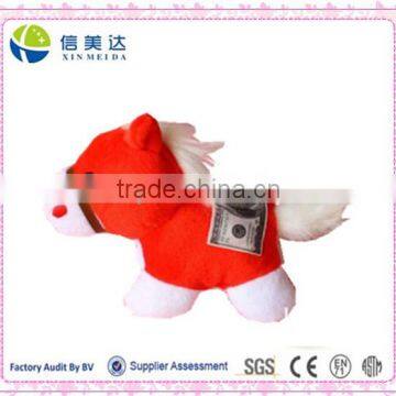 Red Money on horseback soft plush toy