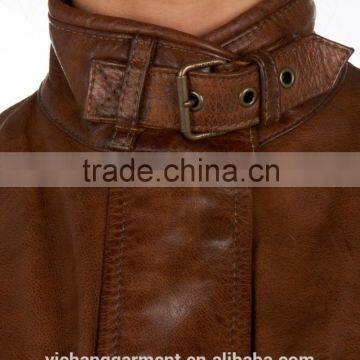Stylish Cognac Leather Jacket Women photo-4