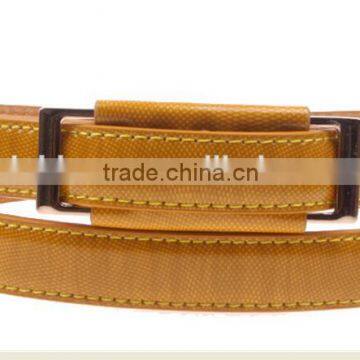 kore style new fashion ladies and women light color patent leather slim waist belt without needle buckle