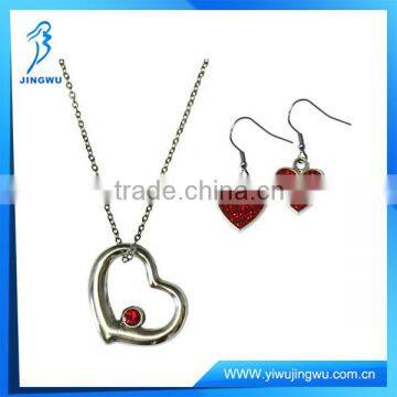 Fashion Design Silver Tone Open-Heart Pendant and Earrings Set