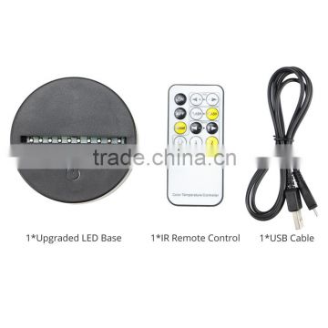 Dimmable Flashing LED Base with 10 RGB LEDs 7 Lights for 4mm 3D Acrylic Light Panel IR Remote Control