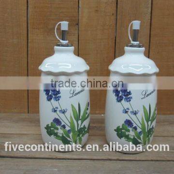 New lavender design ceramic oil and vinegar bottles set