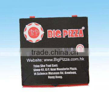 high-end custom black disposable corrugated pizza box/different size disposable corrugated pizza box with logo