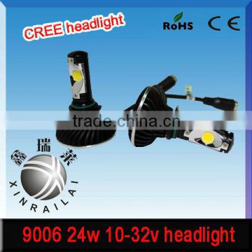 CREE car led headlight 9006 2 50lm ,24w, 10v-32v high power led car,offroad,truck,heaheavy truck headlight