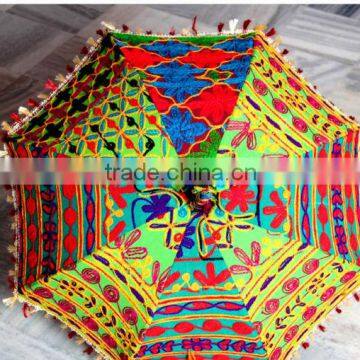 Handheld Sun Umbrella Parasol Boho Bohemian Parasol Traditional Indian Embroidered small umbrella