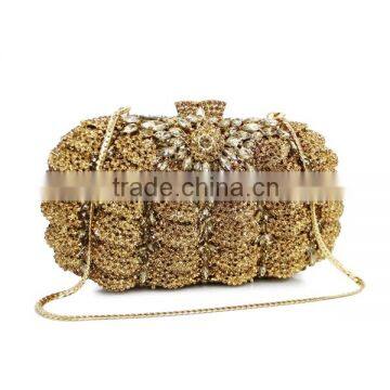Hard Metal Box Gold Stone Clutch Evening Bag Pumpkin Woman Handbags Fashion Ladie Fancy Purses(8792A-G) photo-3